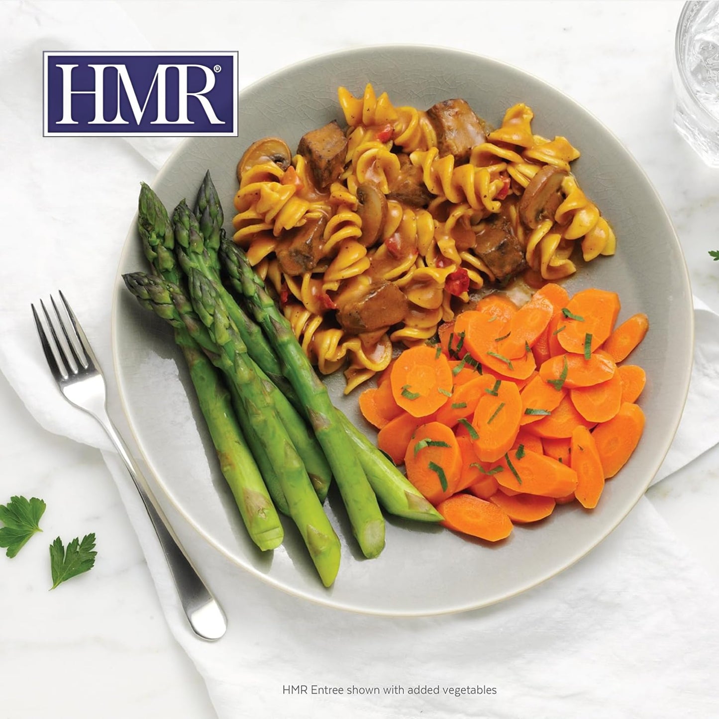 HMR Beef Stroganoff with Noodles Entrée | Pre-packaged Lunch or Dinner | Ready to Eat | 19g of Protein | Low Calorie Food | 8oz Serving per Meal | Pack of 6