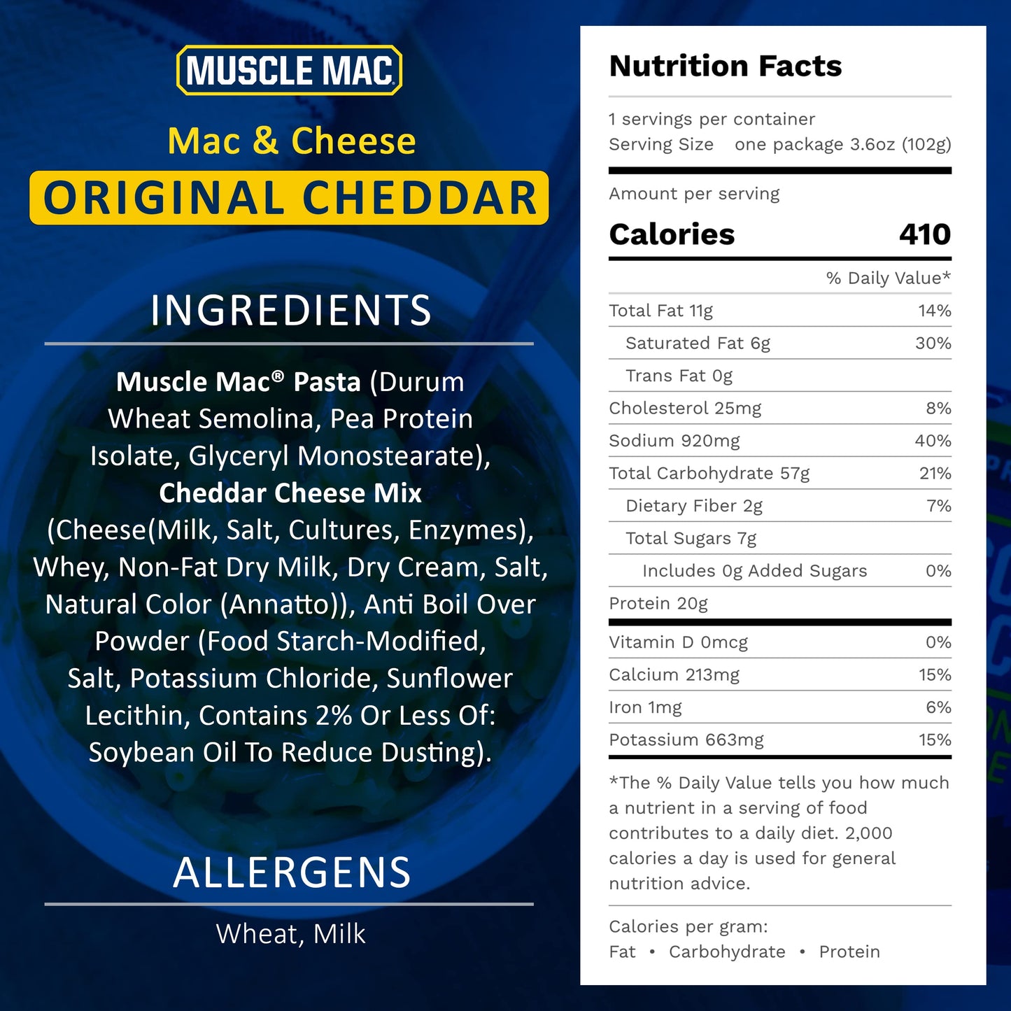 Muscle Mac Macaroni and Cheese Dinner with Real Cheese, Microwaveable, 20g of protein, 3.6 oz per cup (Pack of 12)