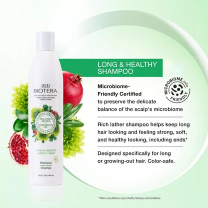 Biotera Long & Healthy Strengthening Shampoo | Strengthens Long, Growing Hair | Microbiome Friendly | Vegan & Animal Test Free | Paraben Free | Color-Safe