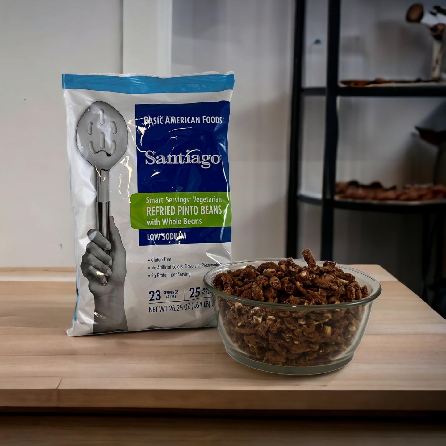 Santiago Low Sodium Dehydrated Vegetarian Refried Beans with Whole Beans, 1.64 Pound Bag