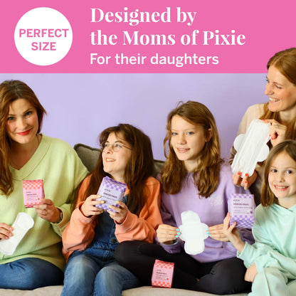 Pixie First Period Kit for Girls 9-12 - Best Organic Cotton Teen Pads with Wings - Period Tracking Bracelet & Discreet Crossbody Bag - On-the-Go Tween Starter Kit & Feminine Care Hygiene Essentials