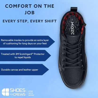 MOZO Women's Slip-Resistant Food Service Shoes - Comfortable, Non-Slip Safety Shoes for Women - High-Top Kitchen Sneakers for Chefs, Servers, Bartenders - Padma