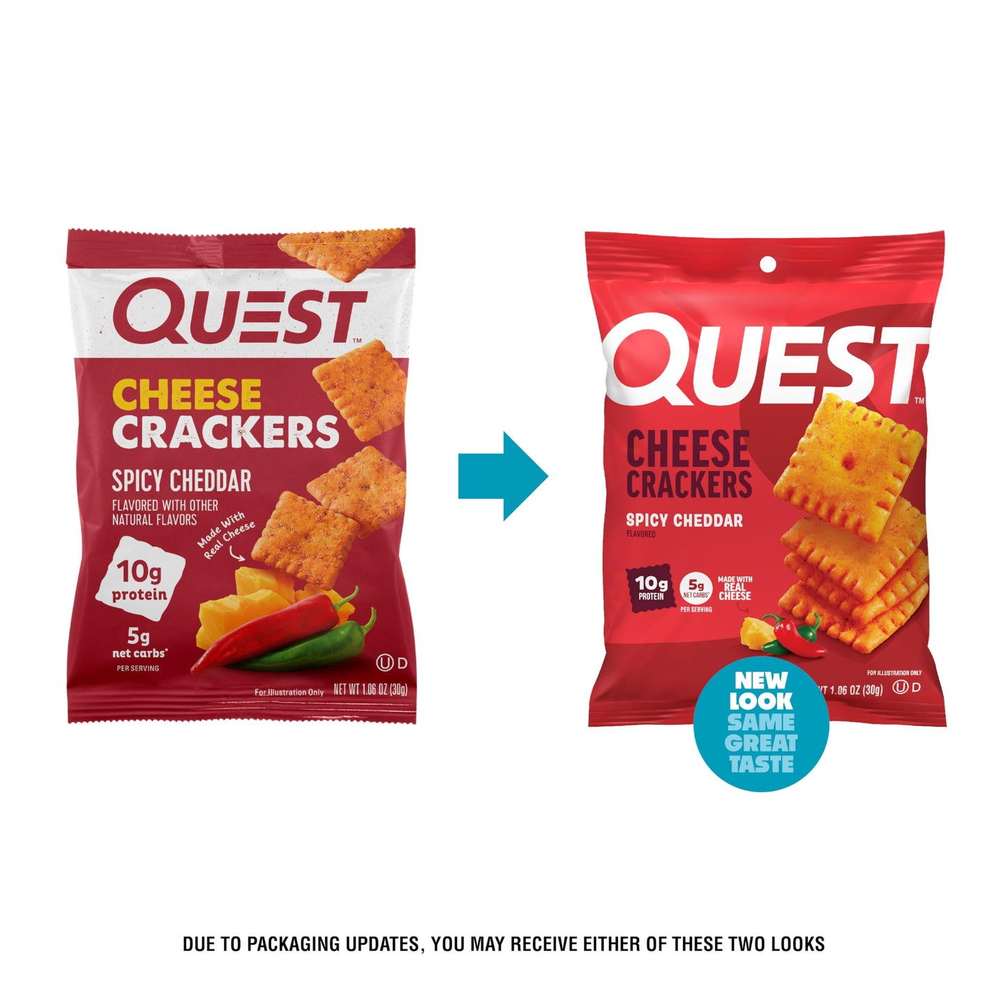 Quest Nutrition Cheese Crackers, Spicy Cheddar Blast, 10g of Protein, Low Carb, Made with Real Cheese, 12 Count (1.06 oz Bags)