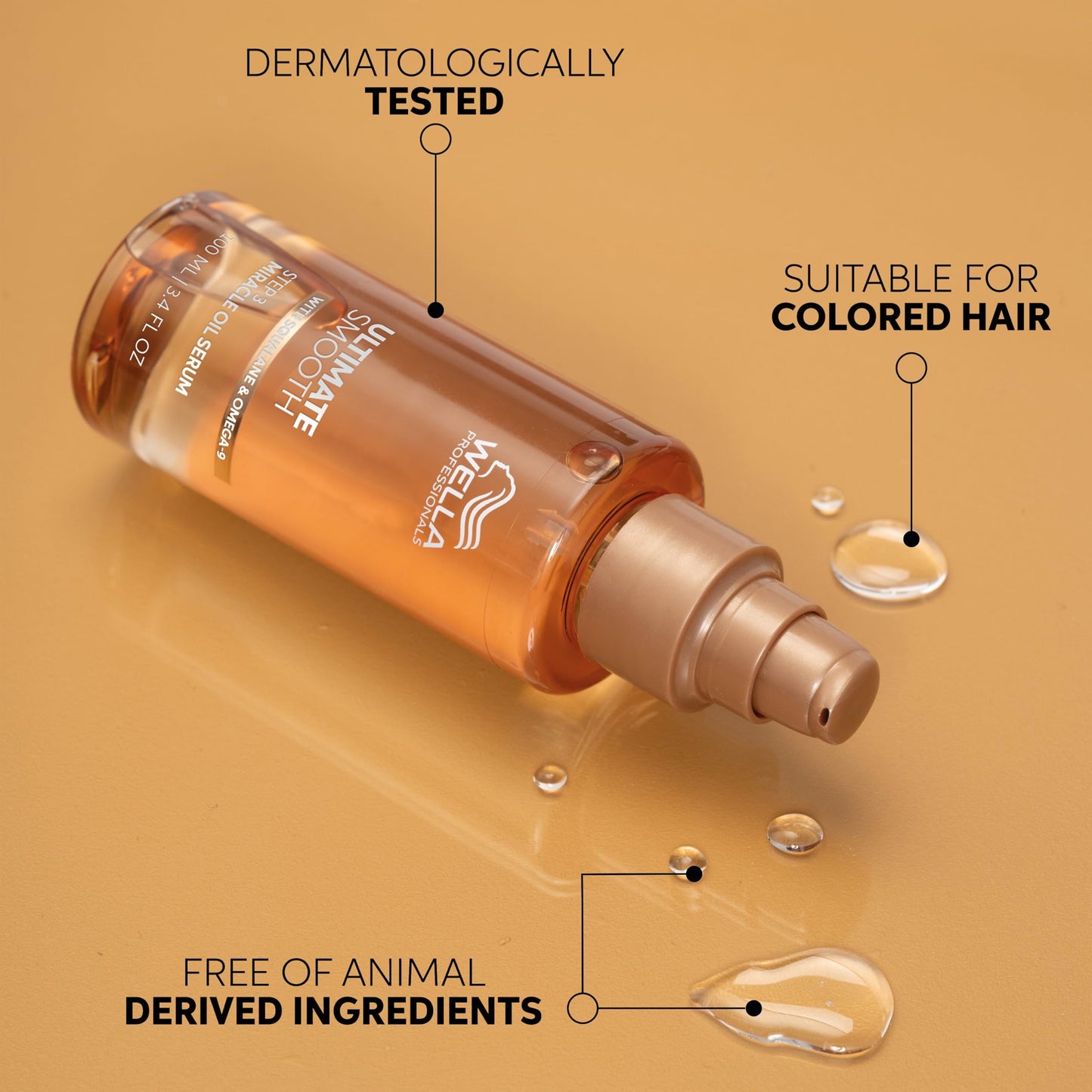 Wella Professionals ULTIMATE SMOOTH Miracle Oil Serum for Dry, Dull & Frizzy Hair | Nourishes, Smooths & Adds a Silky Shine | With Squalane & Omega 9 | Heat Protectant | Color Safe