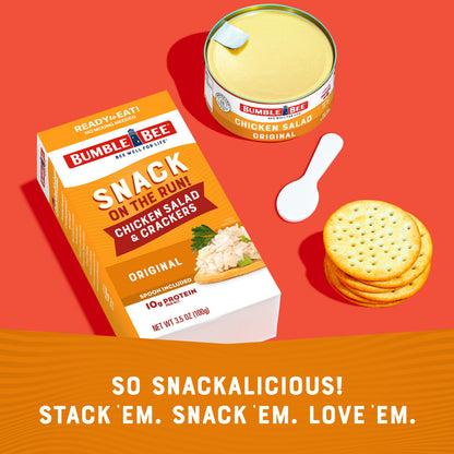 Bumble Bee Snack On The Run! Protein Snack Pack - Original Chicken Salad with Crackers - 10g Protein per Box - Ready to Eat Easy-Open Canned Chicken Salad (Pack of 3)