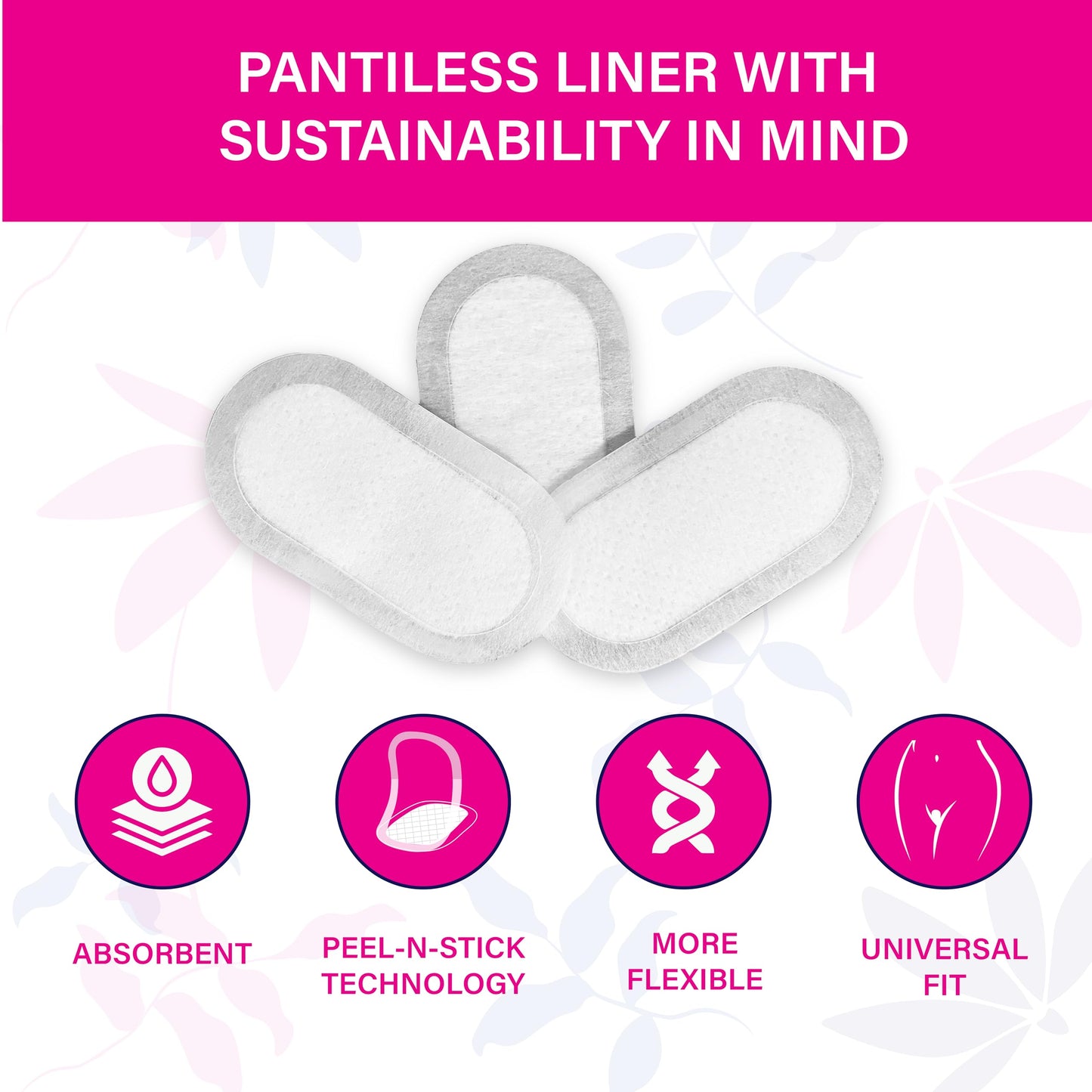 Femeflex Pantiless Panty Liners - Trial Pack (2 Count) Discreet|Compact|One Size Fits All|Wear All Day|Incontinence Support|Slight to Moderate Urine Leakage| No Panties No Problem
