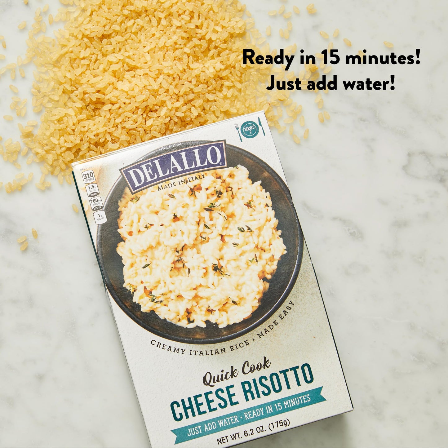 DeLallo Quick Cook Cheese Risotto Rice Mix, Made in Italy, Ready in 15 Minutes, Non-GMO, Authentic Italian Recipe, Creamy Texture, Vegetarian, (3 Pack)