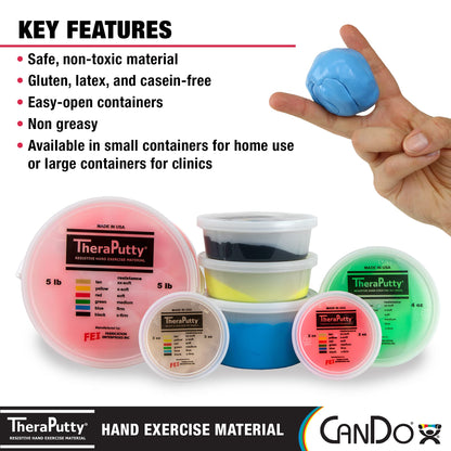 CanDo TheraPutty Standard Hand Exercise Putty For Rehabilitation, Exercises, Hand Therapy, Occupational Therapy, Hand Strengthening, Improve Motor Skills, Stress Relief