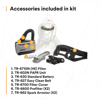 3M PAPR Respirator, Versaflo Powered Air Purifying Respirator Kit, TR-600-ECK, Easy Clean and Easy to Use, All-in-One Respiratory Protection, High Capacity Battery, Food Safety, Painting