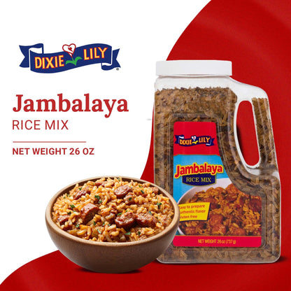 Dixie Lily Jambalaya Rice Mix - Long Grain Parboiled Rice with Bell Peppers, Onion & Spices, Enriched with Vitamins, Easy-to-Prepare - 26oz, 1 Pack