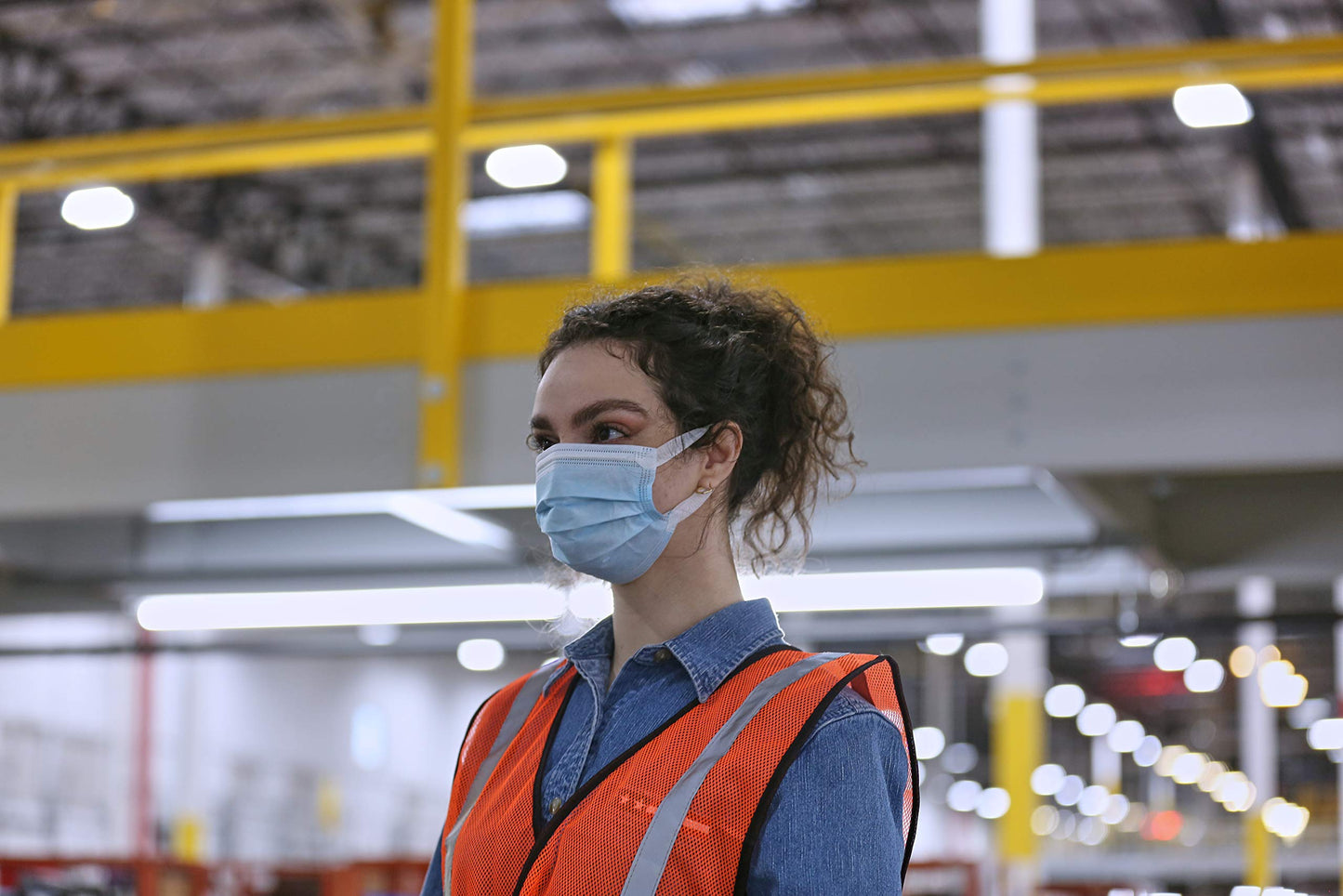PPE201DMM001 Single Use Pullout Comfort Earloop Disposable Face Mask, Latex Free, Blue, Pack of 50