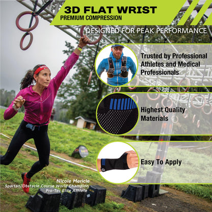 Pro-Tec Athletics 3D Flat Wrist Support, Wrist Brace, Compression Wraps, Pain Relief, Adjustable, Men & Women, Carpal Tunnel Pain Relief, Easy to Use, Working Out