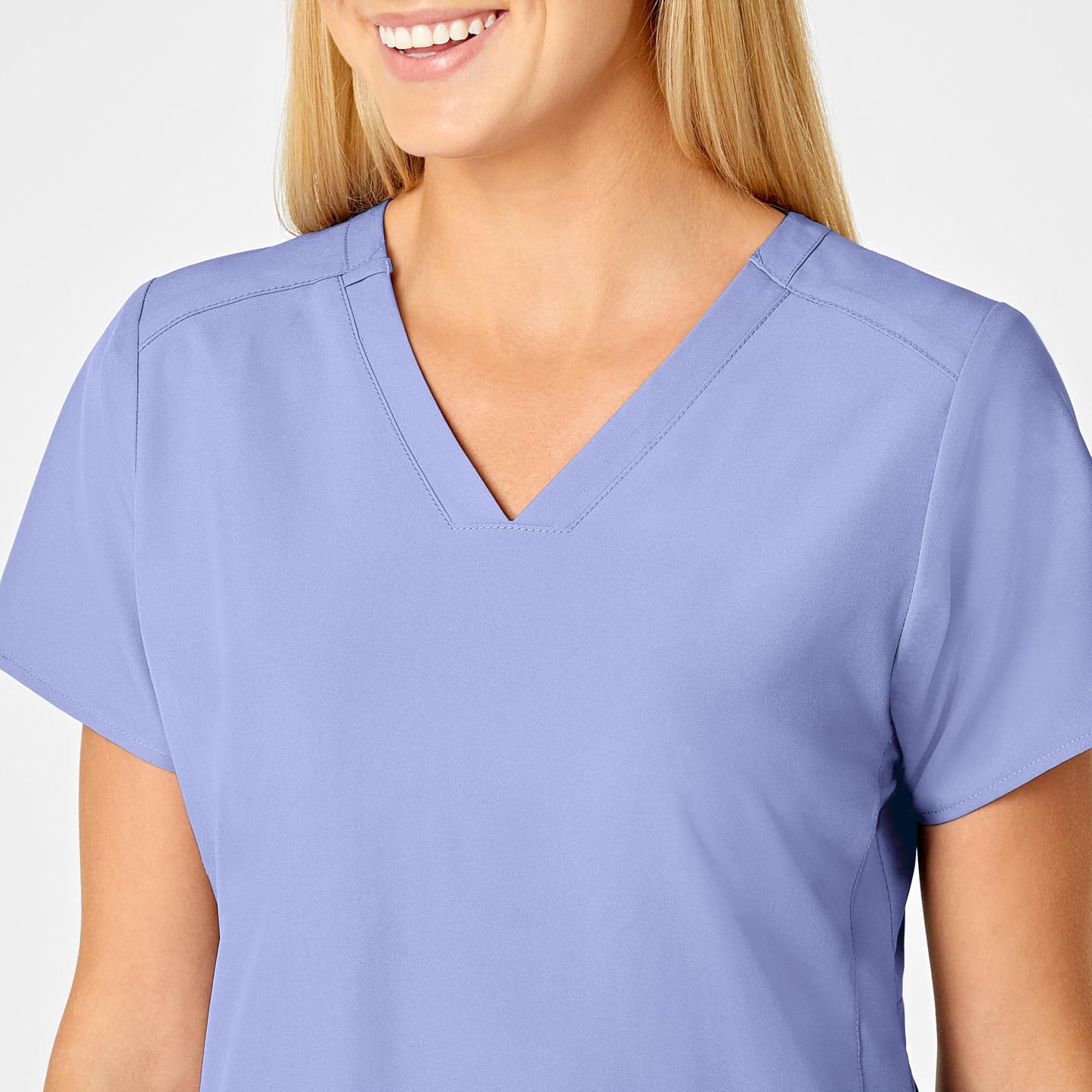 WonderWink W123 Women's Flex Back Stylized V-Neck Scrub Top, Ceil Blue, 2X