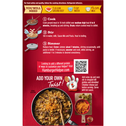 Hamburger Helper Cheddar Cheese Melt Pasta Meal (4.7 oz - 12 Pack) No Artificial Flavors, Ready in 3 Easy Steps, Quick Meals Perfect for Midweek Dinners, Busy Evenings & Families On-the-Go