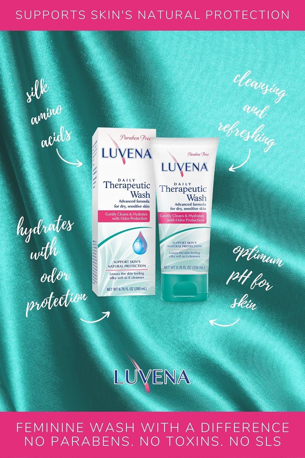 LUVENA Personal Wash - Intimate Wash for Women - Gentle Feminine Wash to Help Moisturize and Resist Odor - pH Balanced, Vitamin E, Paraben Free - Sweet Pea Scented 1pk- (6.76 oz)