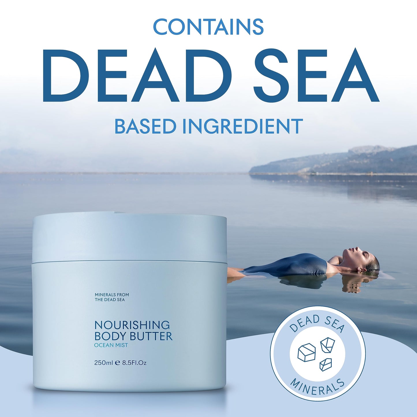 SEACRET Minerals Dead Sea Body Butter - Ultra-Rich Shea Butter & Coconut Oil Body Moisturizing Cream for Dry Skin, Fast Absorbing, Non-Greasy with Aloe Vera & Vitamin E, 8.5 fl. oz.