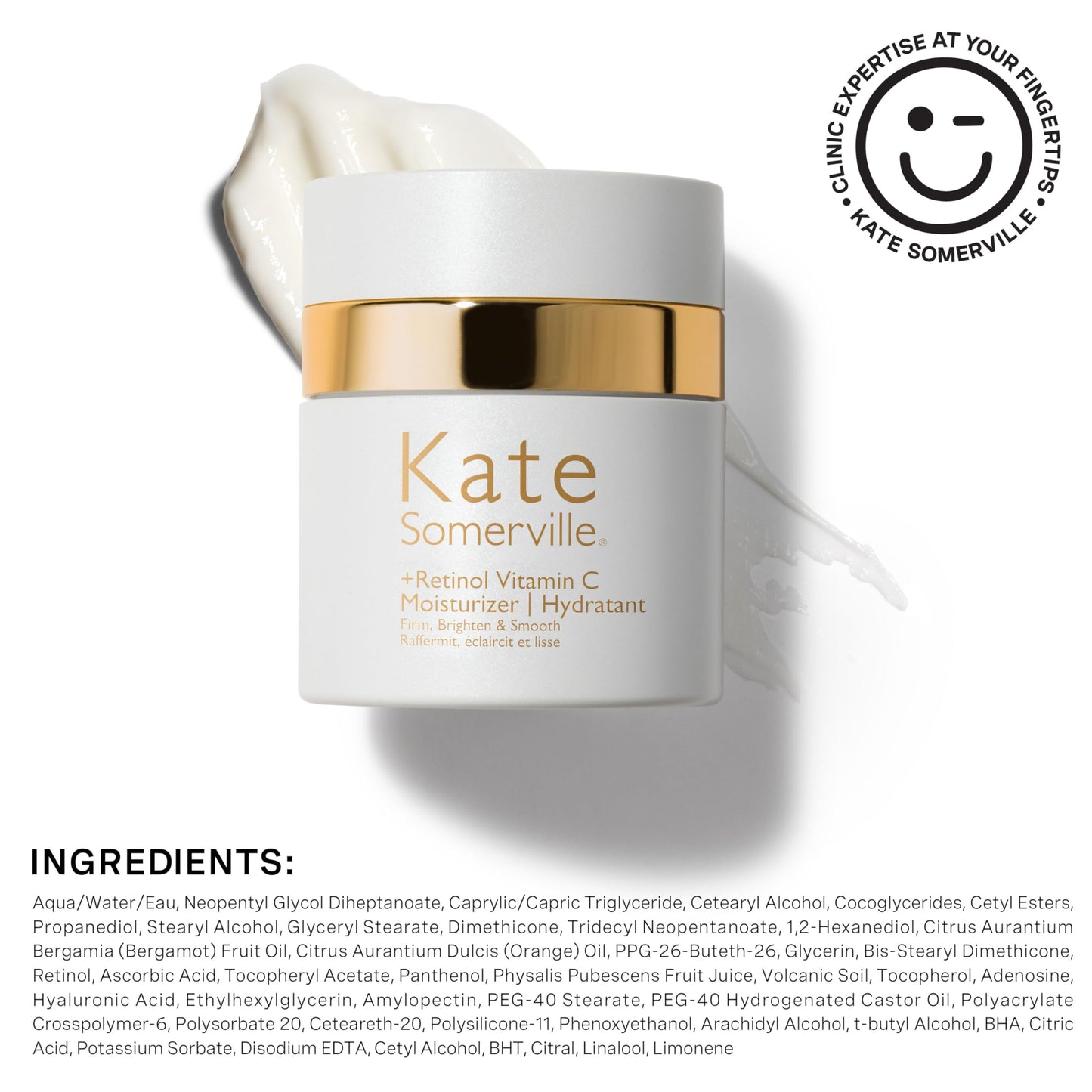 Kate Somerville Retinol Vitamin C Moisturizer – Anti-Aging Overnight Face Cream Brightens, Firms and Smooth Skin, 1.7 Fl Oz