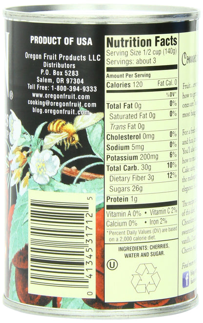 Oregon Fruit Products Dark Sweet Cherries in Heavy Syrup, 15 Ounce (Pack of 8)
