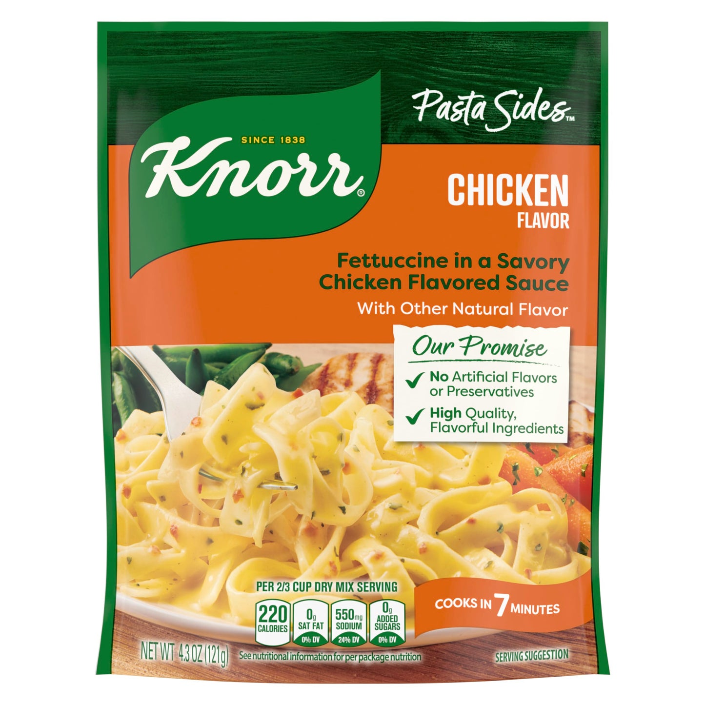 Knorr Pasta Sides Chicken Fettuccine Pack of 12 For Delicious Quick Pasta Side Dishes No Artificial Flavors or Preservatives 4.3 oz