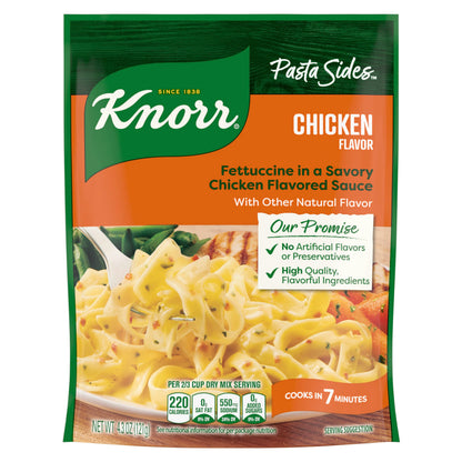 Knorr Pasta Sides Chicken Fettuccine Pack of 12 For Delicious Quick Pasta Side Dishes No Artificial Flavors or Preservatives 4.3 oz