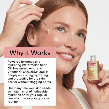 CLEARSTEM GOLDENHOUR Hydrating Facial Oil - Plumping Face Oil for Women for Deep Face Hydration - Non-Comedogenic Vitamin C Oil for Skin with Hyaluronic Acid and Watermelon Seed for Glowing Skin