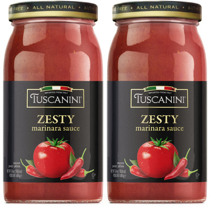 Tuscanini Zesty Italian Marinara Sauce 24.3oz (2 Pack) |Authentic Italian Taste, Vine Ripened, Non GMO, Kosher, Product of Italy