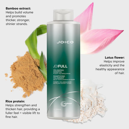 Joico JoiFULL Volumizing Shampoo | For Fine, Thin Hair | Add Instant Body | Long-Lasting Fullness | For Thicker Bouncier Hair | Boost Shine | With Lotus Flower & Bamboo Extract