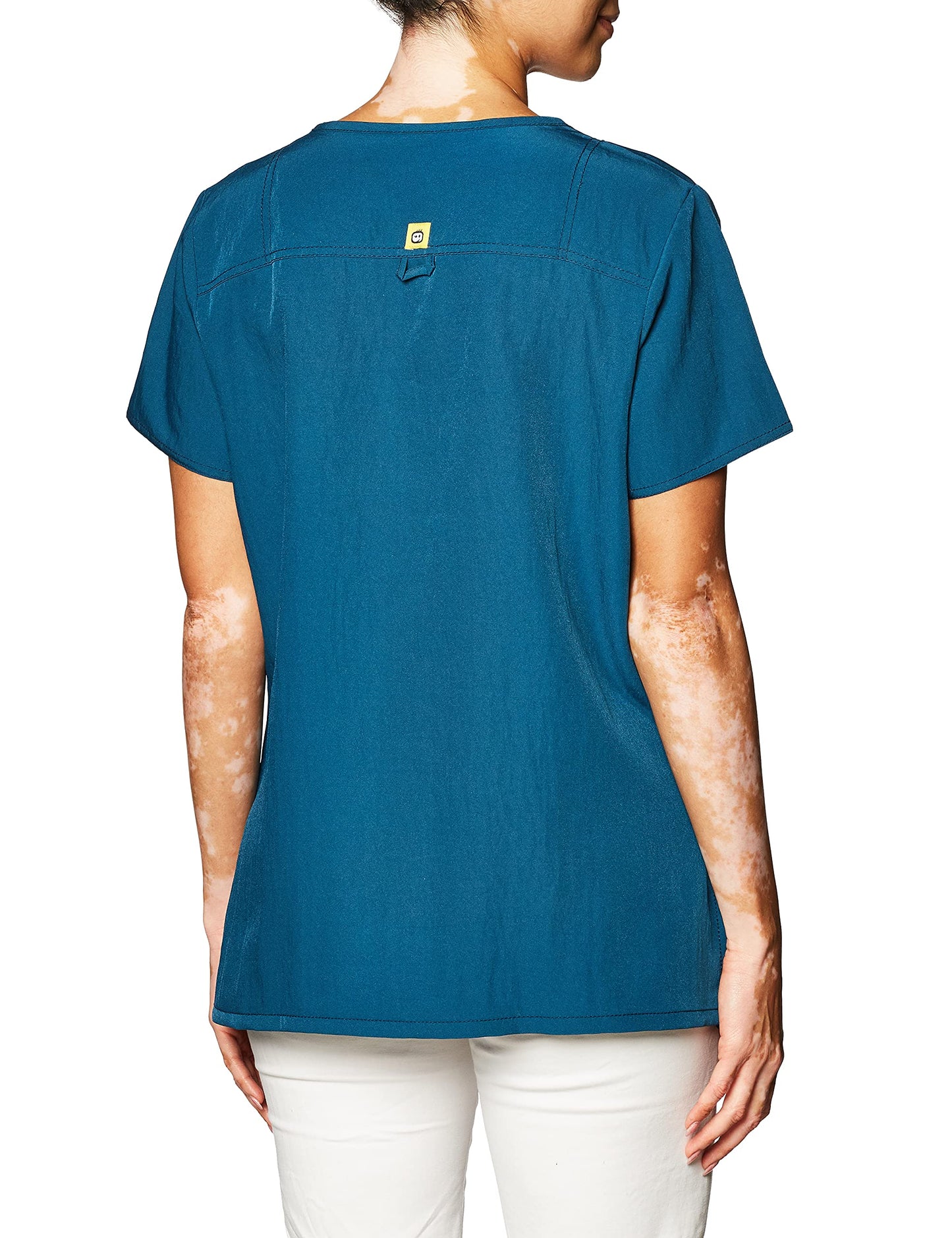 WonderWink Women's Scrubs Four Way Stretch Sporty V-Neck Top, Caribbean, Large