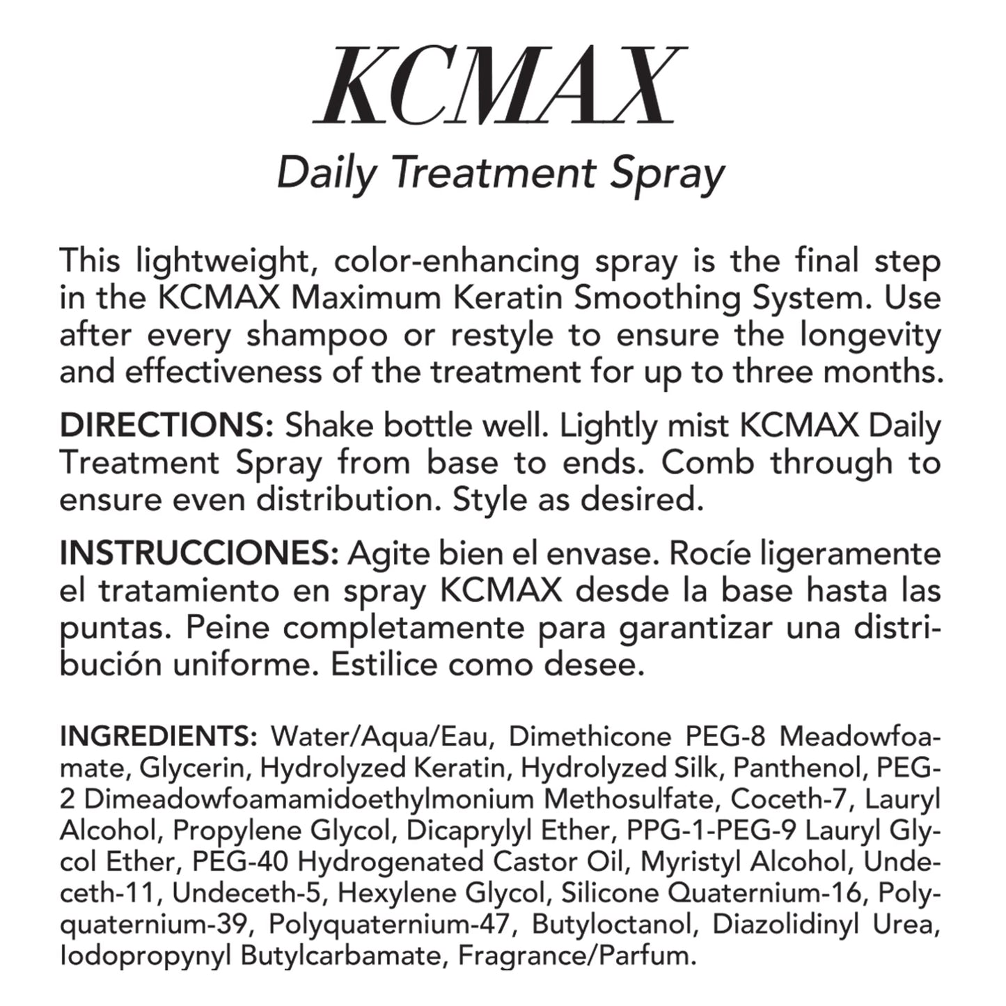 Keratin Complex - KCMAX Daily Treatment Spray - 5oz