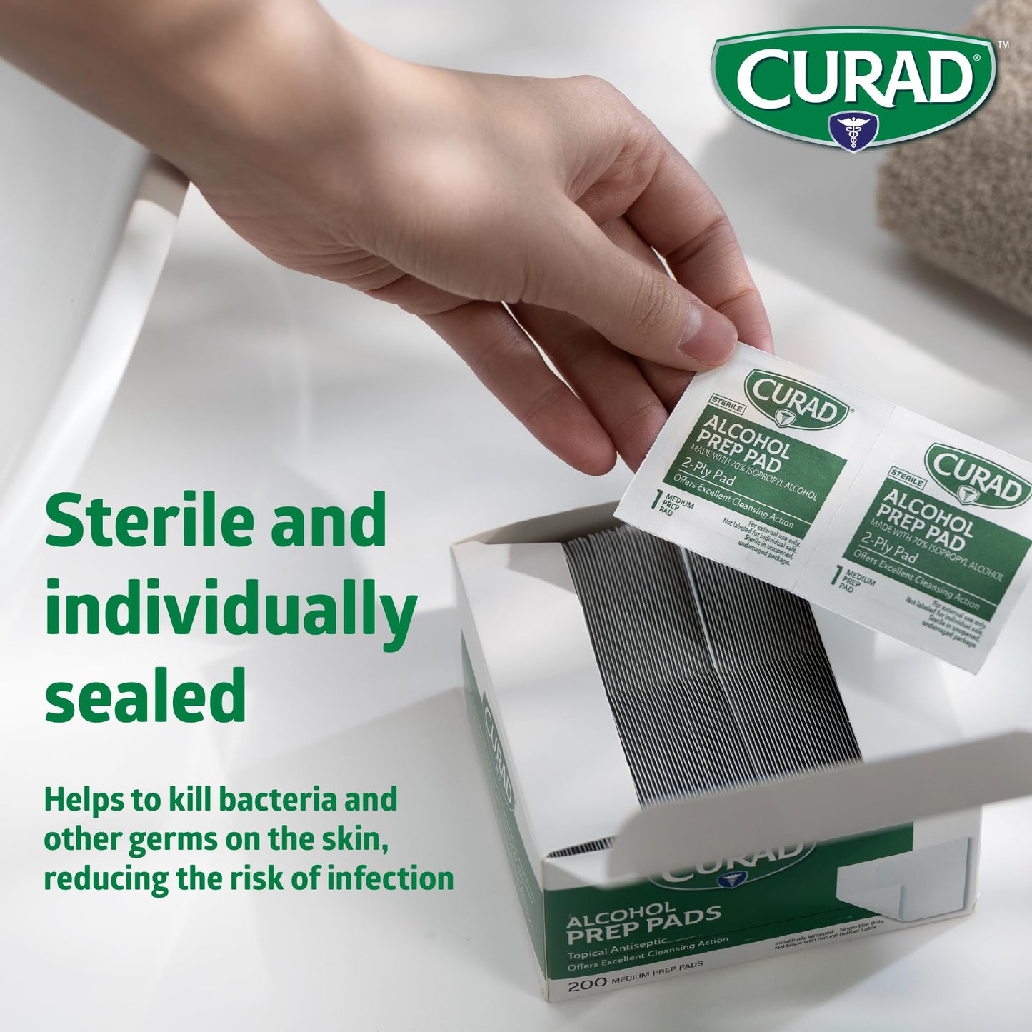 CURAD XL Size 2-Ply Sterile Alcohol Prep Pad, 4" x 5.5", 48/Box, Case of 24