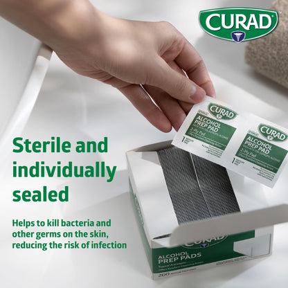 CURAD XL Size 2-Ply Sterile Alcohol Prep Pad, 4" x 5.5", 48/Box, Case of 24