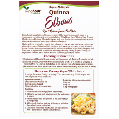 NOW Foods, Organic Quinoa Macaroni, Gluten-Free, Corn-Free, Non-GMO Elbow Pasta, 8-Ounce