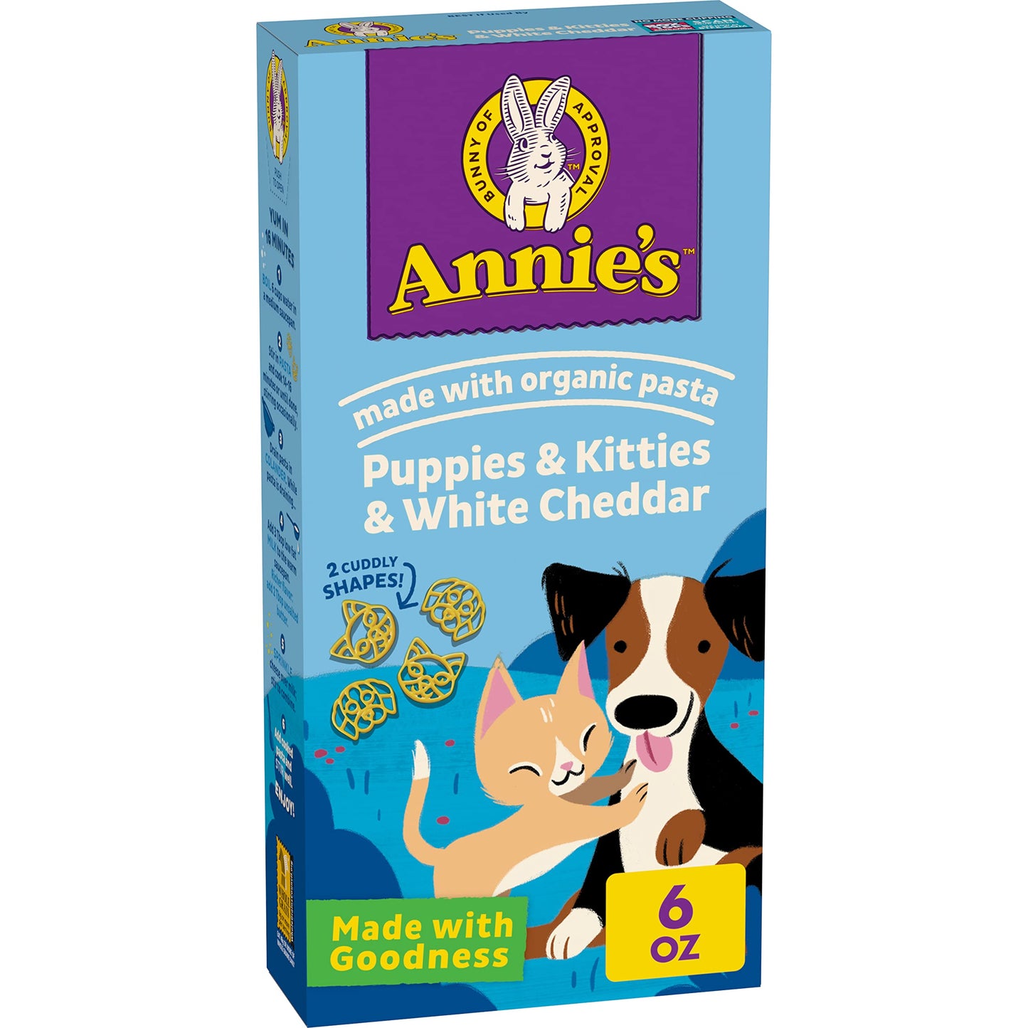 Annie's Puppies and Kitties and White Cheddar Pasta and Cheese, Made with Real Cheese and Organic Pasta, 6 oz