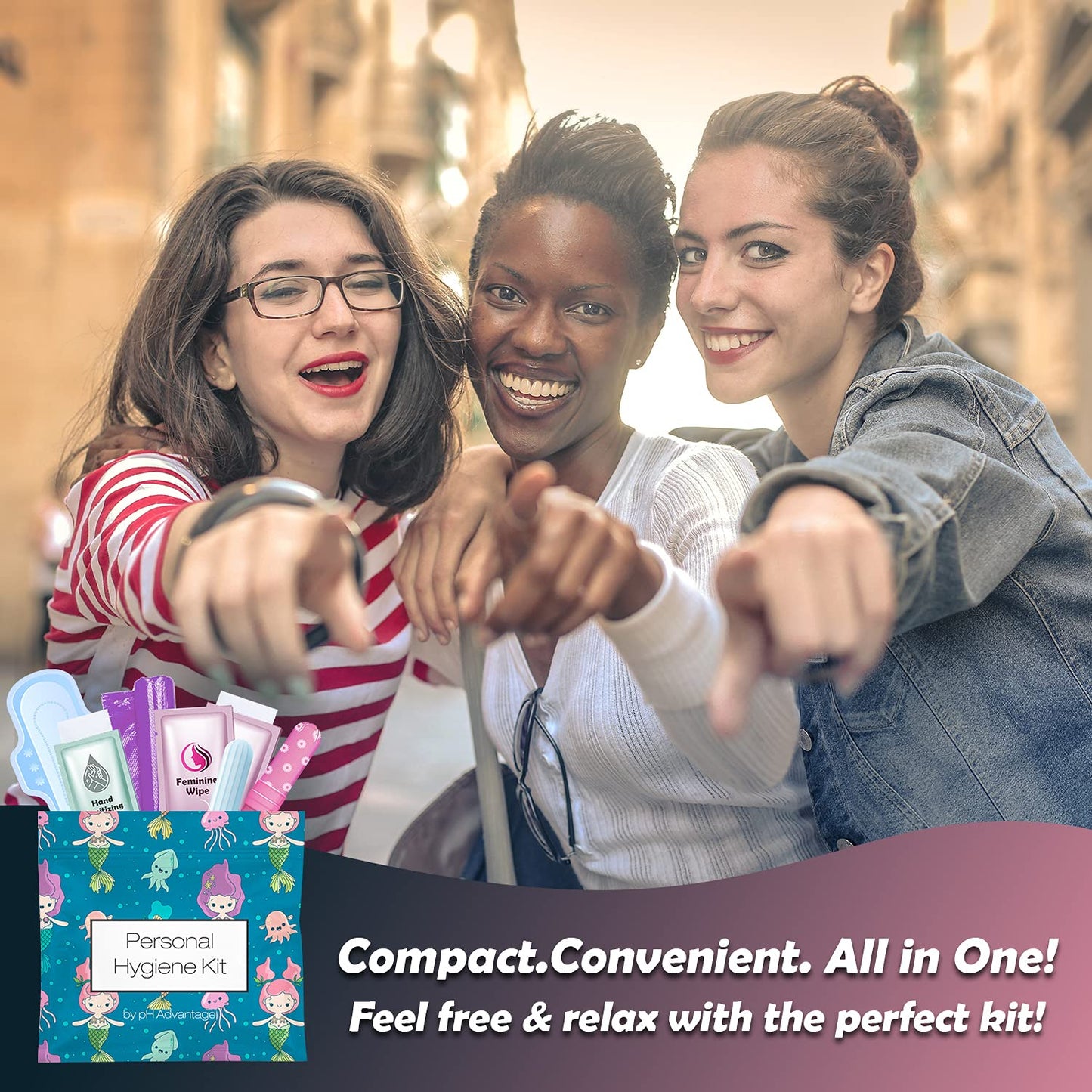 3 x Menstrual All-in-One Kits - Assorted Colors | Convenience on The Go | Single Period Kit Packs | Individually Wrapped Feminine Hygiene Products (Green Ferns/Red Purse/Under The Sea)