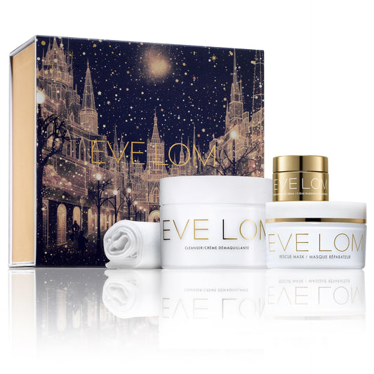 EVE LOM Restorative Beauty Holiday Set – Cleanser, Rescue Mask, Cream & Muslin Cloth