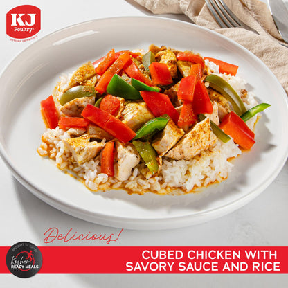 KJ Poultry Kosher Ready Meals - Chicken Chow Mein, MRE Meat Meals Ready to Eat, Gluten Free, Halal, (1 Pack) Prepared Entree Fully Cooked, Shelf Stable Microwave Dinner Travel Military Camping