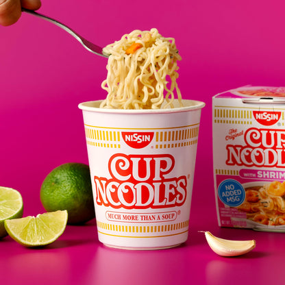 Nissin Cup Noodles Soup, Shrimp Flavor, Microwaveable Paper Cups, Instant Ramen, 2.25 Ounce (Pack of 12)