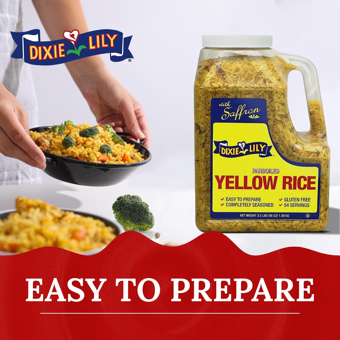 Dixie Lily Yellow Rice Dinner/Jug - Long Grain Parboiled Rice with Dehydrated Vegetables with Vitamins, Easy-to-Prepare, 2 Pack