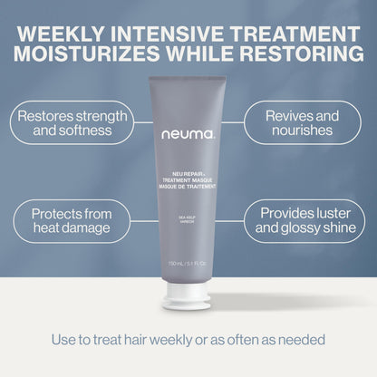 Neuma Neu Repair Treatment Masque, Hair Mask for Damaged Hair– Restores, Strengthens, Softens, Smooths, Nourishes, Revives, Protects, Lemon, Lavender & Fir Needle Scent