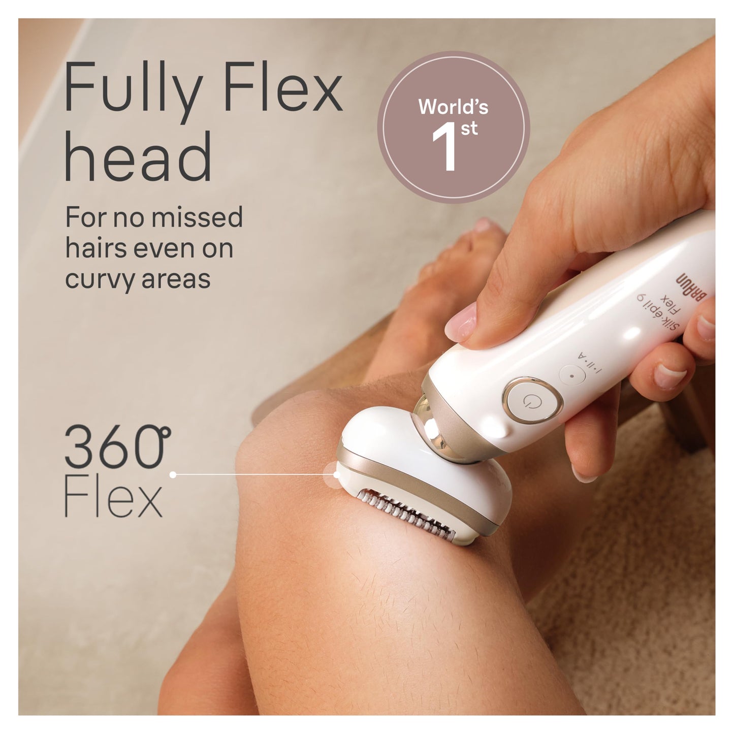 Braun Silk-épil 9 Flex Epilator, 360 Flex and Pivoting Head, Wet and Dry, Includes Shaver Head, Trimmer Comb, SES9-041 3D, Tinted Gold, Holiday Gifts for Women