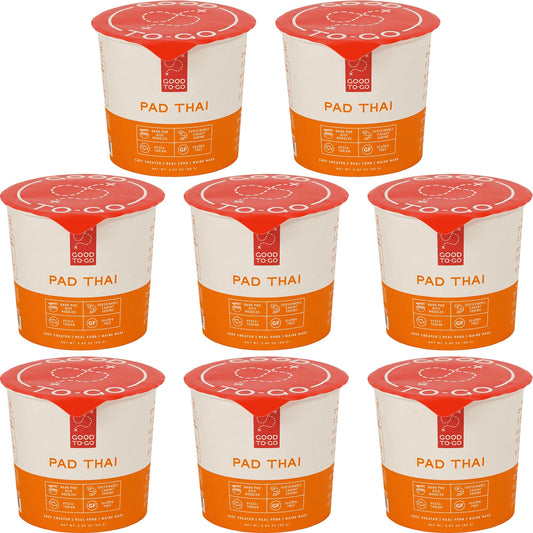 GOOD TO-GO Instant Lunch & Dinner Cups (8-Pack) | Gluten-Free | Real Food Ready in Under 10 Minutes! | Microwavable Food Just Add Water Meals | Healthy, Delicious, Low in Sodium (Pad Thai, 8-Pack)