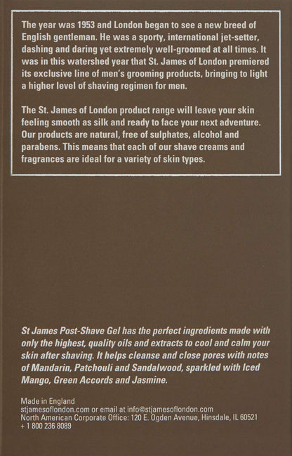 St James of London Mandarin & Patchouli Post Shave Gel, 3.4 Fl Oz