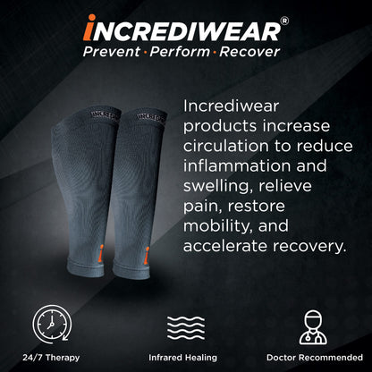 Incrediwear Calf Sleeve - Calf Sleeves for Men and Women to Help with Muscle Pain Relief, Shin Splints, and Muscle Recovery (Charcoal, Large)