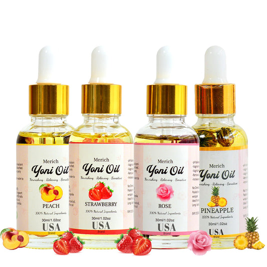 Natural Yoni Oil Ultimate Feminine Rejuvenation Set of Four | Feminine Yoni Detox | Naturally Scented Vaginal Oil | Restores pH Balance for Women | Eliminates Odor | Natural Gentle Cleansing