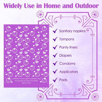 300P Sanitary Napkin Disposal Bags, Luxiv Disposable Sanitary Bags Rolls Personal Care Disposal Bag for Diapers, Tampons, Pad Period Bag Disposal Feminine Hygiene Products Bags with Scent (Purple)