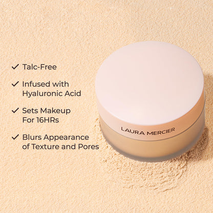 Laura Mercier Translucent Loose Talc-Free Setting Powder Ultra-Blur, 16HR Hydrating Wear, Natural Finish, Hyaluronic Acid-Infused, Normal to Dry & Mature Skin