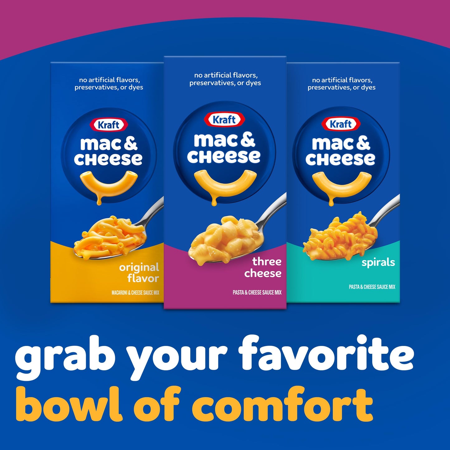 Kraft Mac & Cheese, 1 Box, for Easy Dinner or Dinner Sides, Three Cheese with Mini-Shell Pasta, No Artificial Flavors, Preservatives or Dyes, 7.25 oz