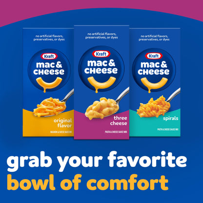 Kraft Mac & Cheese, 1 Box, for Easy Dinner or Dinner Sides, Three Cheese with Mini-Shell Pasta, No Artificial Flavors, Preservatives or Dyes, 7.25 oz