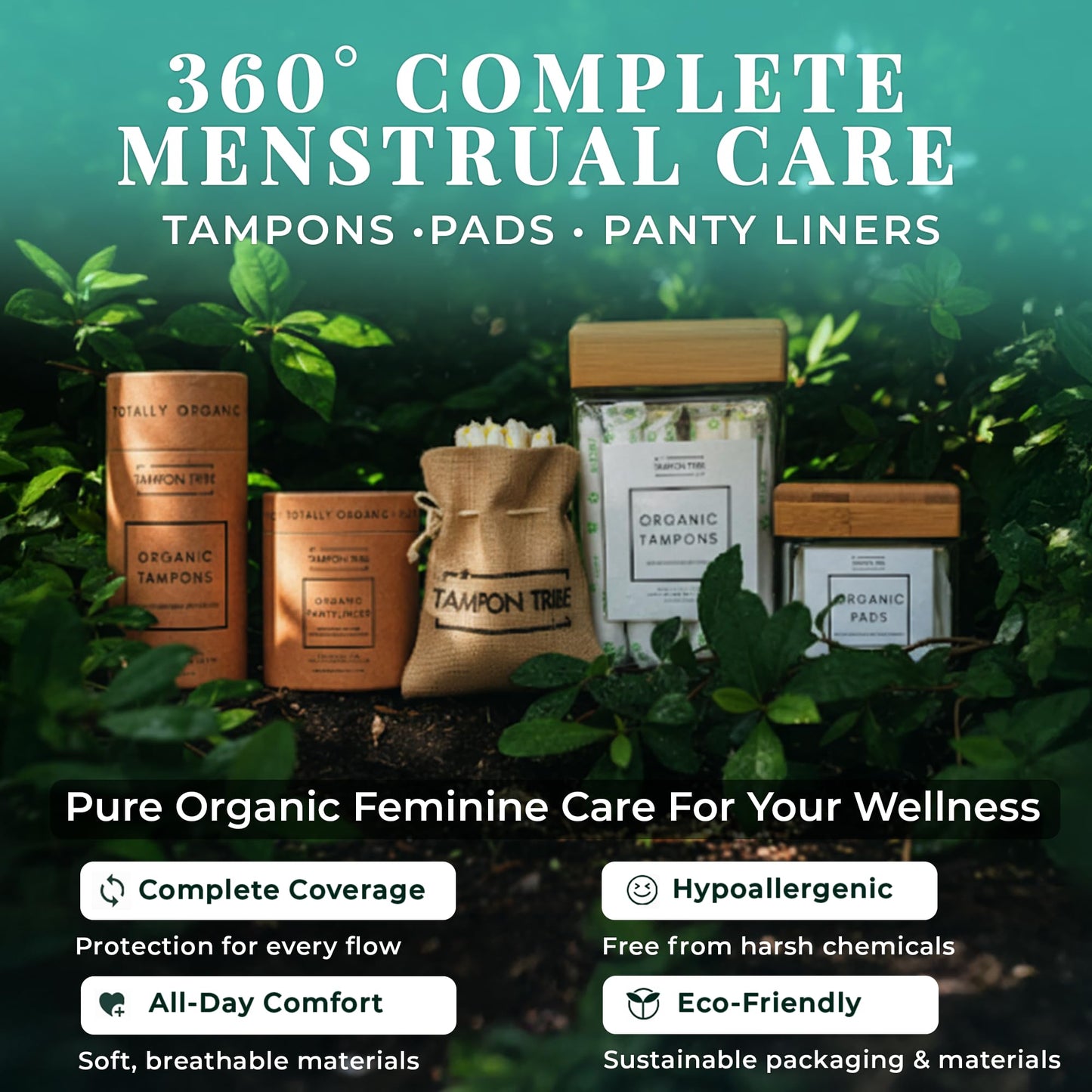 Tampon Tribe Super Plus Organic Tampons for Women | 72 Non-Toxic Tampons | Natural 100% Organic Cotton, Hypoallergenic, Metal and Chemical Free with Biodegradable Applicator | (72 Count - Super +)