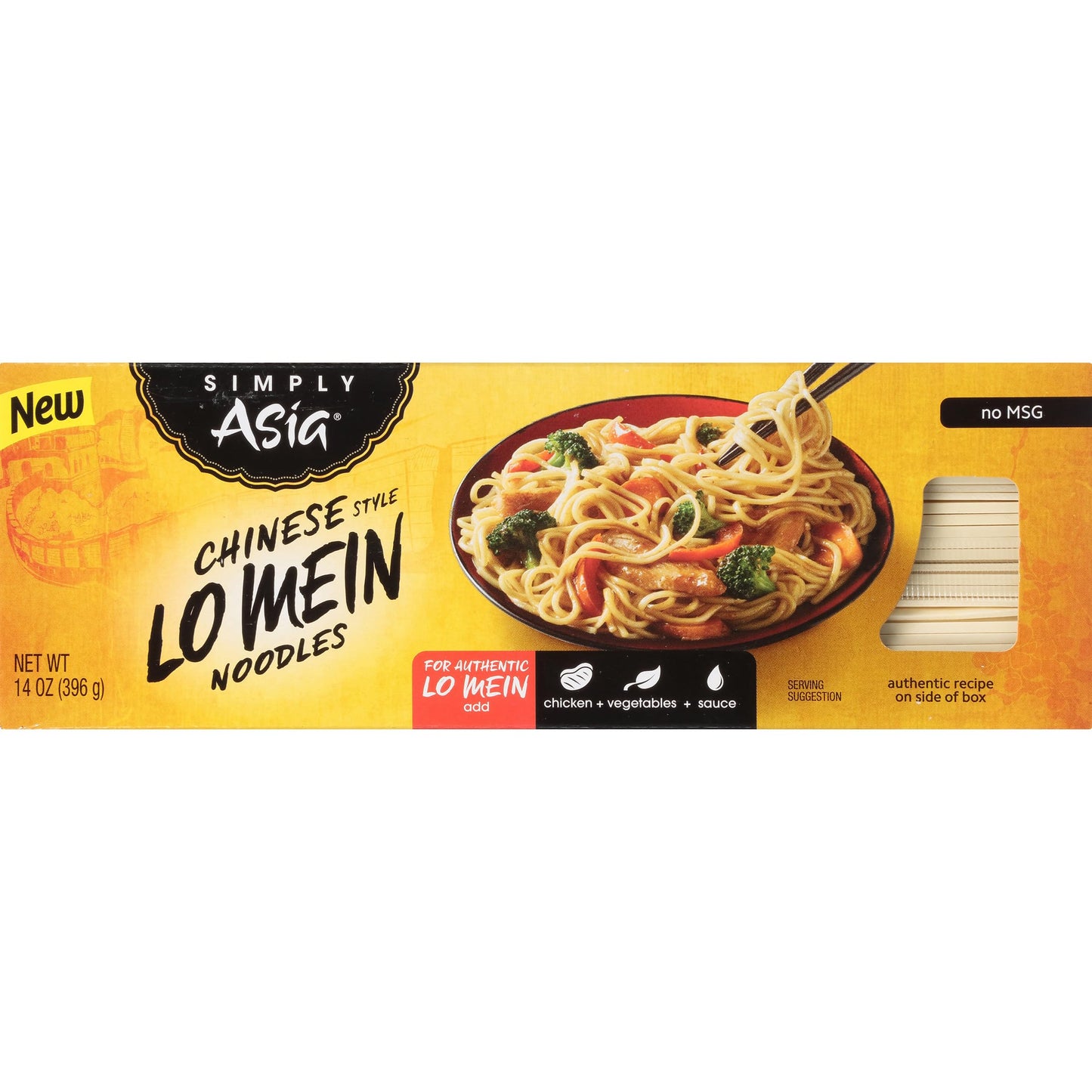 Simply Asia Lo Mein Noodles, Chinese Style, No MSG, For Cold Noodle Soups, Vegetable Lo Mei, Chicken Lo Mein & Stir-Fries, 14 oz